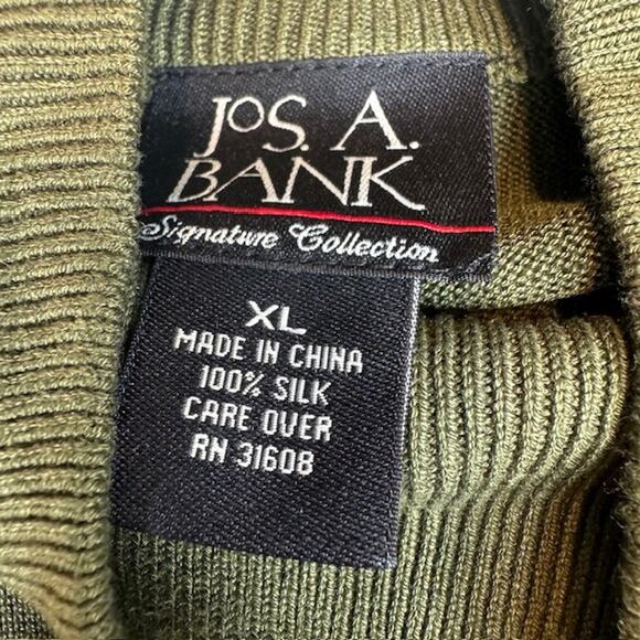 Jos. A. Bank Mens Signature Collection 100% Silk X-Large Crewneck Sweater Olive - Picture 7 of 10